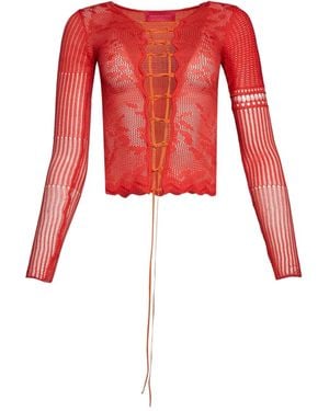 Roberta Einer Kat Lace-Up Top - Red