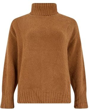 Moorer Roll-Neck Raglan-Sleeve Jumper - Brown