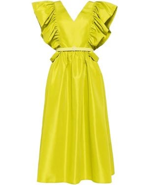Saiid Kobeisy Ruffled Taffeta Midi Dress - Yellow