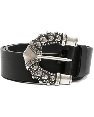 Ba&sh Blame Buckle Leather Belt - Black