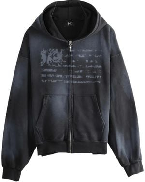THUG CLUB Faded-Effect Full-Zip Hoodie - Black