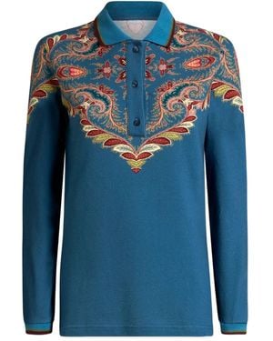 Etro Paisley-Print Polo Shirt - Blue