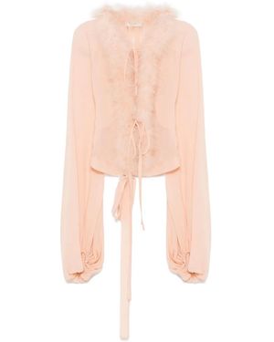 Blumarine フェザートリム ブラウス - ピンク