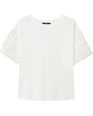 Twinset Floral-Sleeves T-Shirt - White