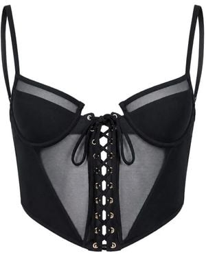 Kiki de Montparnasse Lace-Up Bikini Top - Black