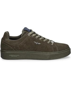 Aeronautica Militare Appliqué Lace-Up Trainers - Brown