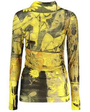 Desigual Floral-Print Long-Sleeve T-Shirt - Yellow
