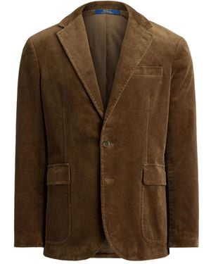 Polo Ralph Lauren Blazer Monopetto A Coste - Marrone