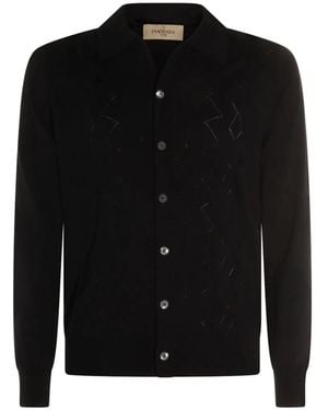 Piacenza Cashmere Vest Met Patroon En Knopen - Zwart