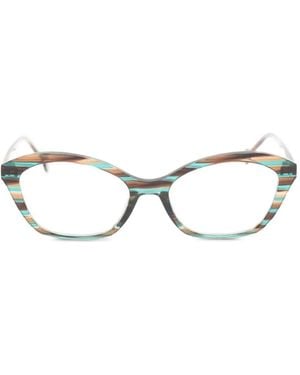 L.A. EYEWORKS Gafas Pancake Con Montura Cat Eye A Rayas - Blanco