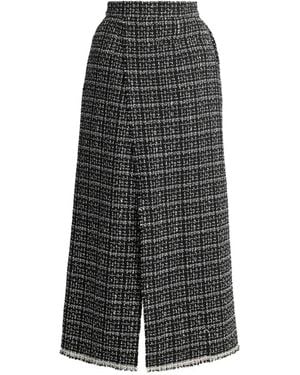 Erdem Tweed Frayed-Edge Pencil Midi Skirt - Grey