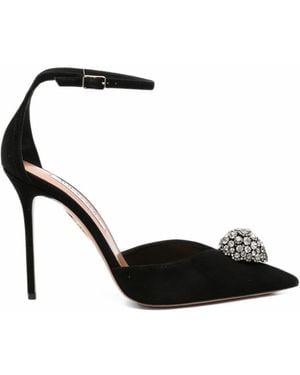 Aquazzura Crystal-Embellished Suede Court Shoes - Black