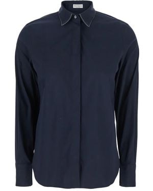Brunello Cucinelli Monil Detail Shirt - Blue