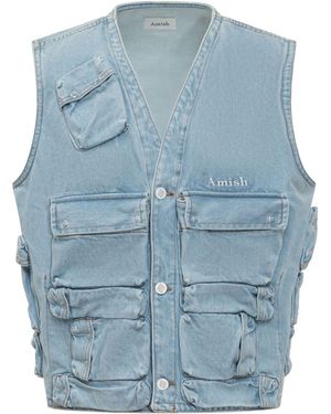 AMISH Para Bleached Vest - Blue