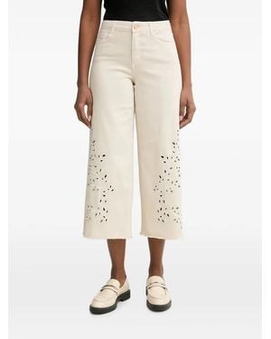 Joseph Ribkoff Broderie-Anglaise Frayed-Hem Jeans - Natural