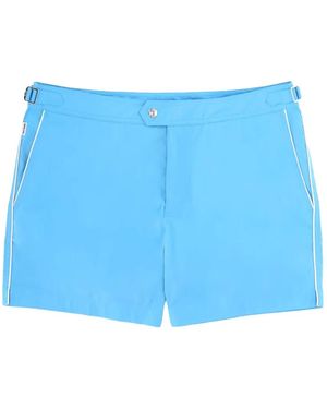 Tom Ford Light Nylon Swimsuit With Contrasting Piping And Side Straps - Blue