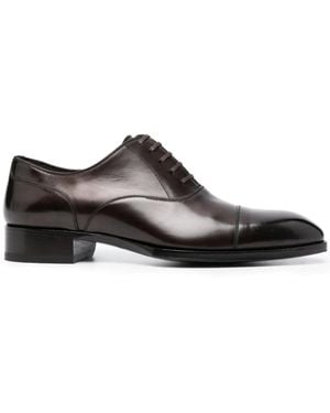 Tom Ford Elkan Lace-Up Leather Oxford Shoes - Brown