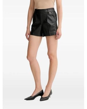 Silvian Heach Pleated Logo-Charm Shorts - Black