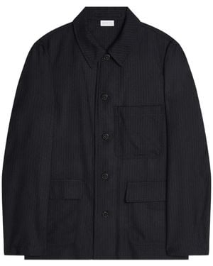 Dries Van Noten Sobrecamisa a rayas diplomáticas - Azul