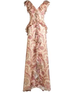 Etro Floral-Motif V-Neck Dress - Natural