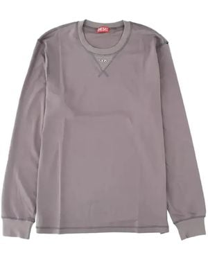 DIESEL Logo-Plaque Long-Sleeved Sweater - Purple