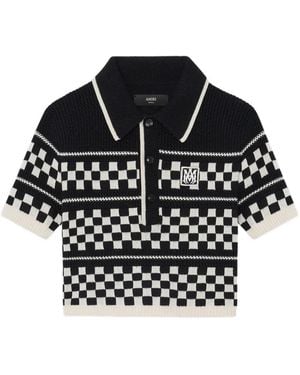 Amiri Check-Pattern Polo Shirt - Black