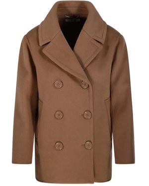 Max Mara Double-Breasted Buttoned Coat - Brown