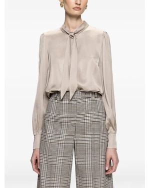 Nissa Bow Detail Viscose Shirt - White