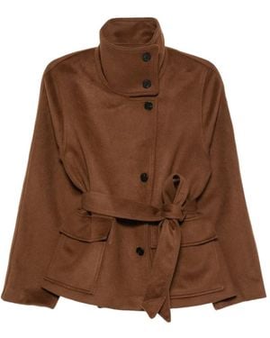 Samsøe & Samsøe Sagia Jacke Mit Stehkragen Und Gürtel - Braun