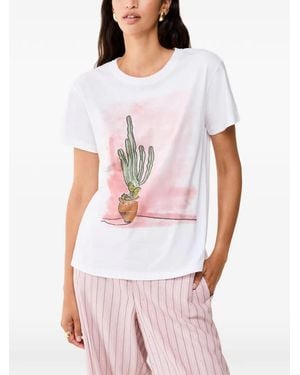 Pennyblack Cactus-Print Short-Sleeve T-Shirt - White