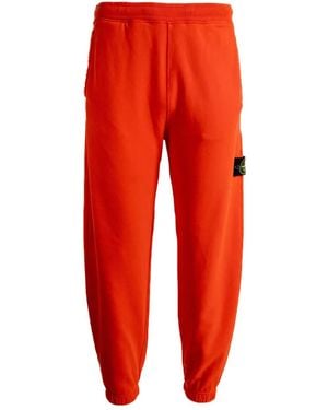 Stone Island Brushed Fleece Track Trousers - Red