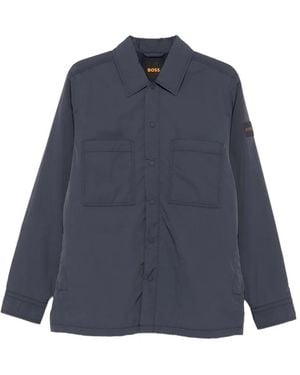 BOSS Logo-Patch Chest-Pocket Jacket - Blue