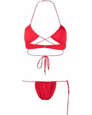 Manokhi Wrap-Around Halterneck Bikini - Red