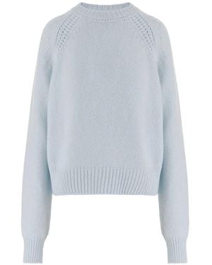 Sa Su Phi Pointelle-Knit Raglan-Sleeve Sweater - Blue