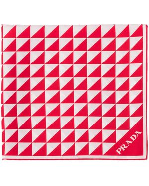 Prada Printed Silk Twill Scarf - Red