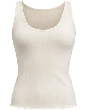 DRYKORN Vendica Ribbed Lettuce-Hem Tank Top - White