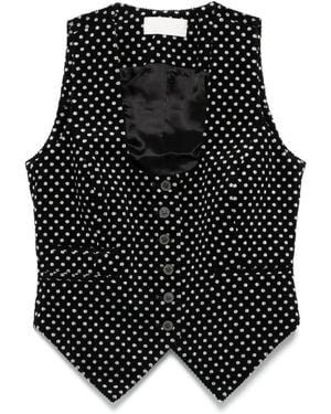 Racil Nadia Polka-Dot Waistcoat - Black