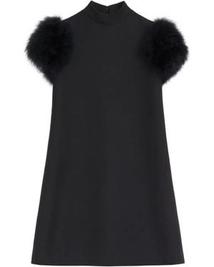 Valentino Garavani Crepe Couture Feather Mini Dress - Black
