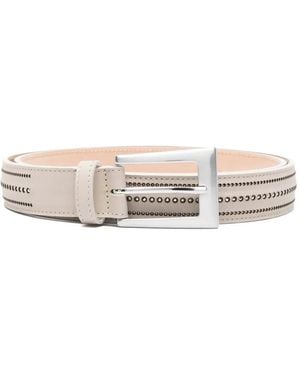 Peserico Perforated Calfskin Belt - White