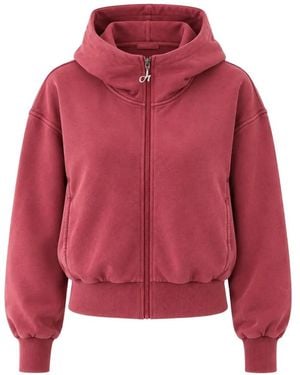 Deha Zip-Up Hooded Hoodie - Red