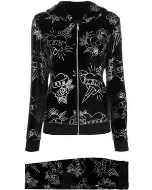 Philipp Plein Heart Velvet Tracksuit Set - Black