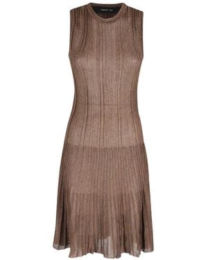 FEDERICA TOSI Robe Nervurée À Design Métallisé - Brown