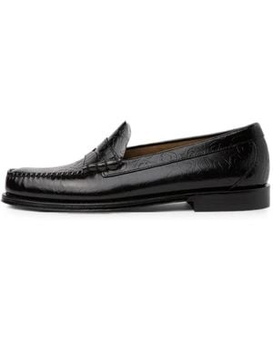 KARL LAGERFELD X G.H. Bass Embossed Leather Loafers - Black