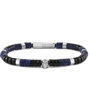 Philipp Plein Beads Skull-Charm Bracelet - White