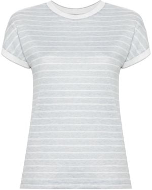 Eleventy Striped Crew Neck T-Shirt - White