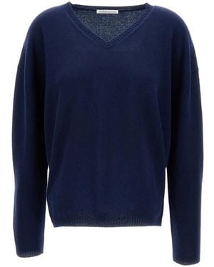 #MSM Ribbed-Hem V-Neck Jumper - Blue