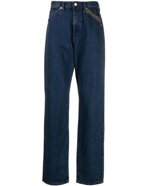Paul Smith Plains-Embroidered Cotton Jeans - Blue