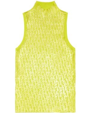 DIESEL M-Egeo Monogram-Print Cotton Tank Top - Yellow