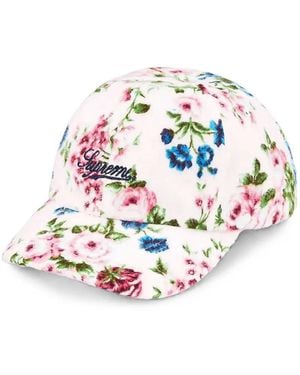 Supreme Floral-Print Cap - White