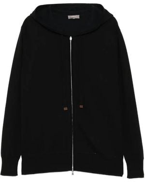 N.Peal Cashmere Kapuzenjacke Mit Zwei-Wege-Reißverschluss - Schwarz